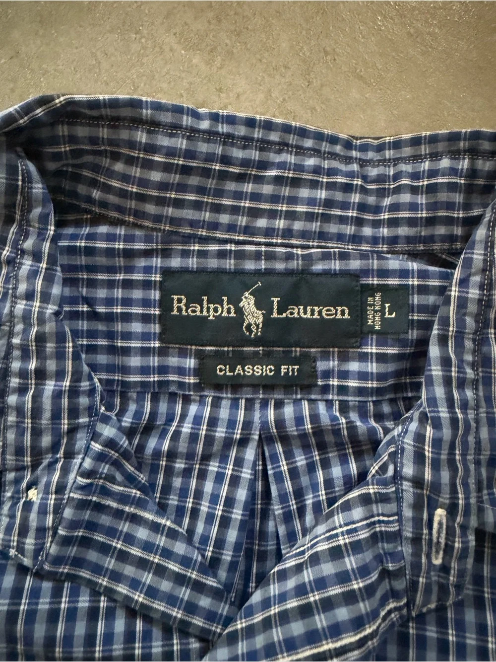 Ralph Lauren Blue Gingham Short Sleeve Button-Up Polo Shirt